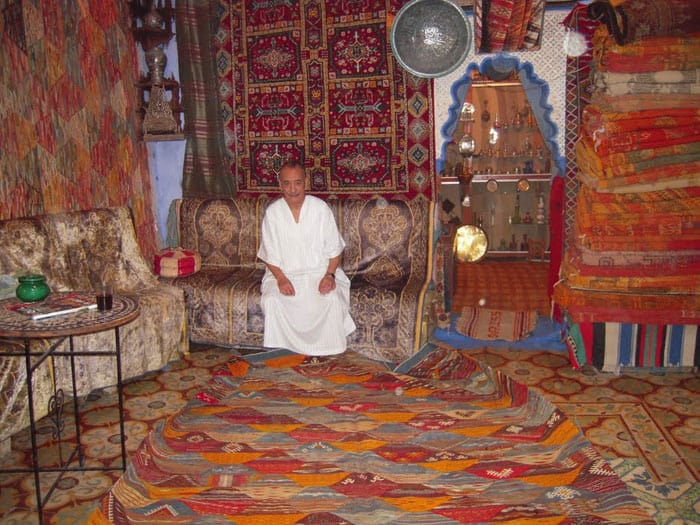 Chefchaouen, Morocco: A Magical Dreamscape 3 A carpet shop in Chefhcaouen, Morocco. Photo by Ann Banks.