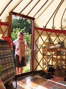 A Yurt Holiday on the Isle of Wight: Cheap and Cheerful 3 Yurts are erected on a platform using tension and compression.