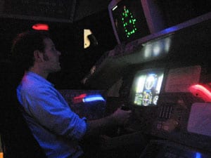 A flight simulator at the McAuliffe-Shepard Discovery Center in Concord, New Hampshire