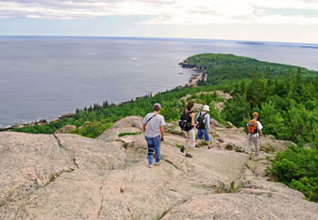 Fellow hikers on their way down the Gorham Mountain Trail