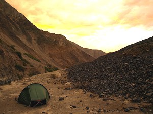 Cycling the Length of South America 3 A perfect spot to camp away from the road, and a spectacular sunset in Rio Santa, Colombia.