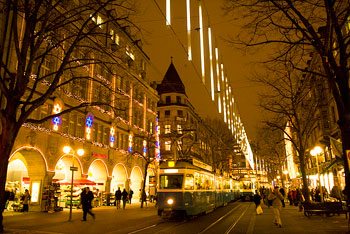 The famous Bahnhofstrasse in Zurich, Switzerrland, decorated for the holidays. Photos by Sony Stark.
