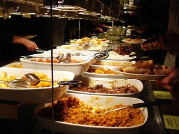 Christmas in the Alps 4 The bountiful buffet at the Hiltl Vegetarian Restaurant in Zurich, Switzerland