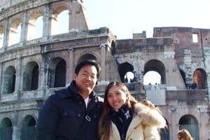 Babymoons: A Time For R&R for Expecting Couples Irene Lim and her husband at the Colosseum in Rome
