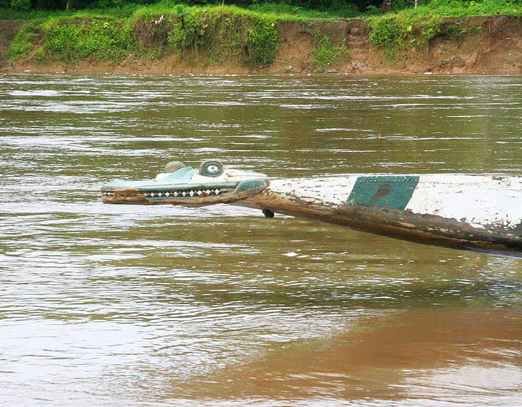The prow of a crocodile boat