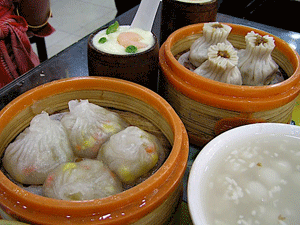 Dumplings at the market.