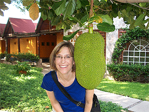Where We Went: GoNOMAD's Staff Travels 2009 12 Kelly Westhoff with a giant fruit in Mexico.
