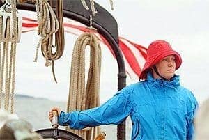 Crewmember at the bow of the ship.