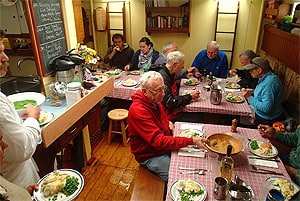 Enjoying dinner in the gallery of the boat. photos by Isadora Dunne.