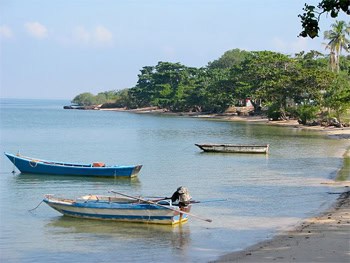 Boats in Mannai Island, donated by the Queen of Thailand for turtle preservation.