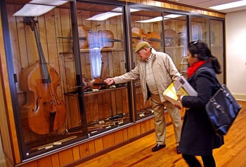 The musical instruments inside the Church Museum. Mr. Dale Shelley taking us through the unique history of each piece. His knowledge about the church and the town could easily fill a book.