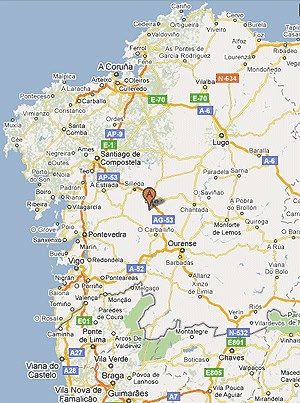 Map of Galicia, located in Spain's northwestern corner.