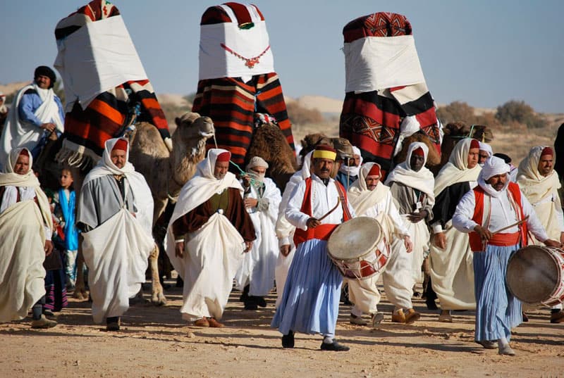 The Festival of the Sahara in Tunisia 6 Traditional Bedouin wedding procession marked by the houdach