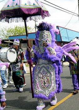 The Mardi Gras Indians parade on Super Sunday.