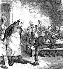 Dickens was best known for writing novels like Oliver Twist, shown here asking for more gruel.