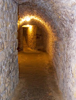 Narrow passage to even more narrow stairs in Casemates