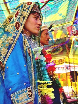 The wedding couple at a mass wedding in Northern Pakistan. photo by Heather Carreiro