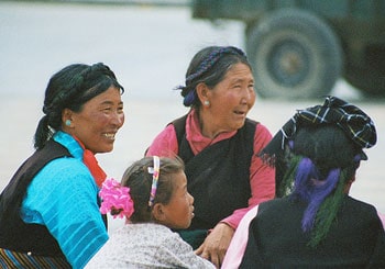 Tibetan women enjoying the children’s festival in Shigatse