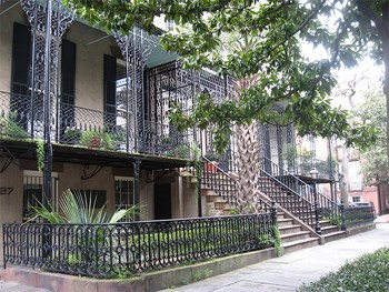 Savannah Ghost Stories 3 Wrought iron railings surround this typical house in Savannah. photos by Megan Pasche.