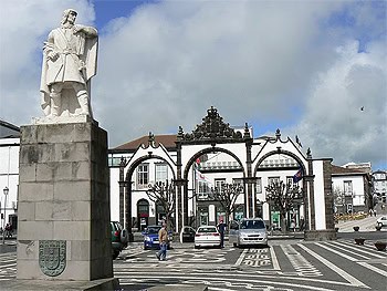 The area which was once part of the harbor in Ponta Delgada, Sao Miguel Azores.