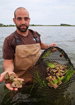 Perry Raso, oyster farmer. photo by Paul Shoul.