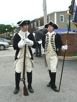 Revolutionary War re-enactors get ready for a parade in East Greenwich, RI. photos by Max Hartshorne.