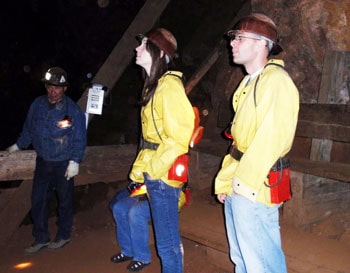 Bisbee, Arizona: Mining and a Little Ghost Hunting 6 Sara and Mike Bruschi listen as a retired miner explains life underground.