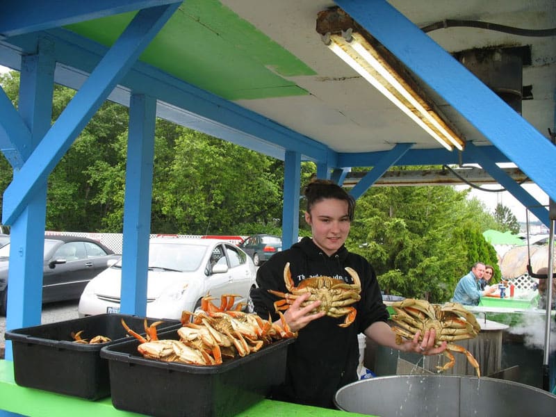 Steaming crabs at the South Beach Fish Market in Newport, Oregon
