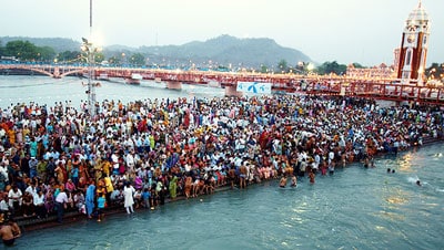 Thousands and thousands of pilgrims come to the Kumbh Mela Festival.