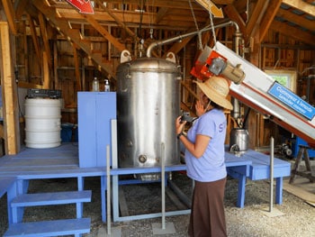 the distillery where the true lavender essential oil is extracted at the Domain Blue Lavender Farm in Magog, Quebec
