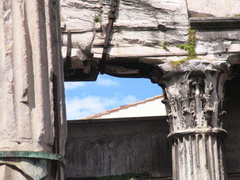 Ruins of the Octavian Gate across the river from Trastevere