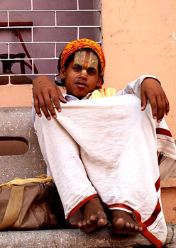 A young Sadhu in training