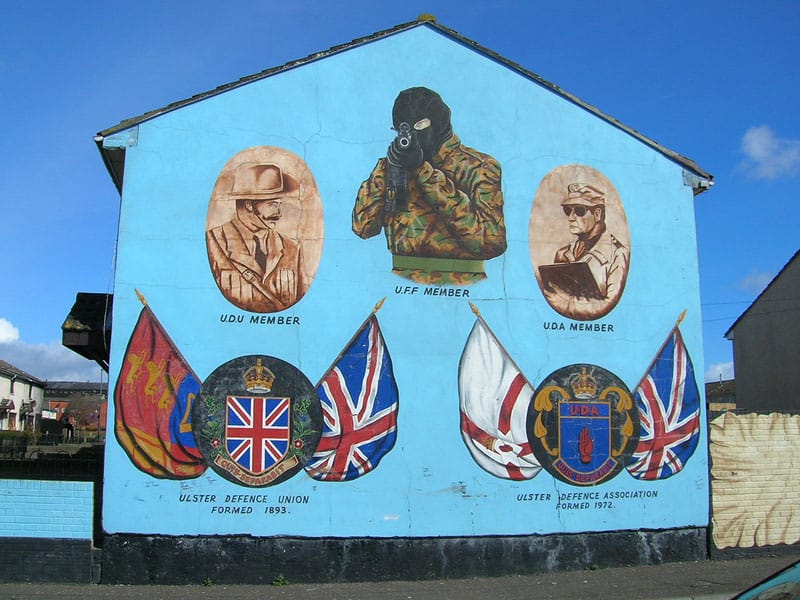 Belfast, Northern Ireland: From Blast to Bloom 2 Famous Loyalist sniper mural in West Belfast
