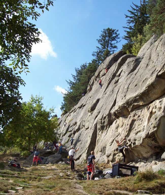Wallachian Rocks on the Czech-Slovak Border 2 Czech families climbing Certovy Skaly. Photos by Melinda Brasher.