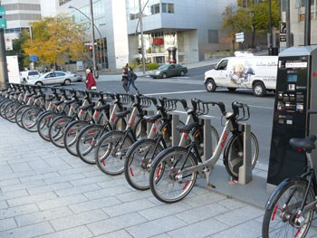 A solar-powered Bixi bike node in Montreal