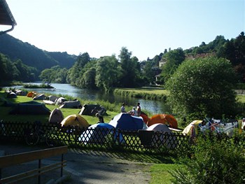 Camping by the River Inns near Linz in Austria. Photo by Jim Pearce.