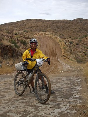 Lani Schultz on a typical dirt road in Namibia.