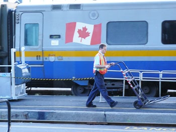 A porter at the Ottawa Via Rail Station