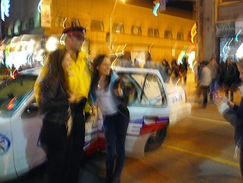 Revelers at Nuit Blanche, an all-night arts festival in Toronto