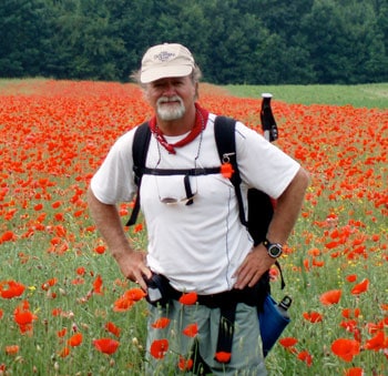 Brandon Wilson in a poppy field in Hungary