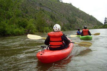 While kayaking on the Clark Fork River above the city of Missoula, we spotted eagles and osprey. Eventually, our float brought us right into town, where we pulled our boats out in a downtown park. Photo by Suzanne Ahearne.