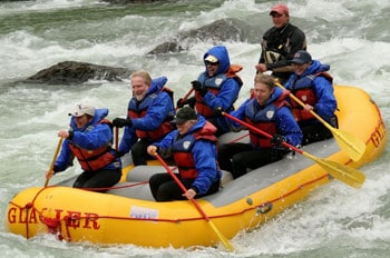 The girlfriends brave a white water rafting excursion in Glacier National Park. Can you say glacial facial? Burr...that water was cold! But the scenery was unbelievable.