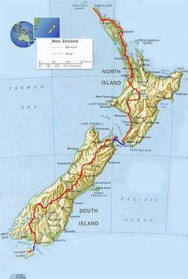 Trekking Te Araroa, New Zealand's Newest & Longest Hiking Trail 3 Map of the long trail down the length of New Zealand.