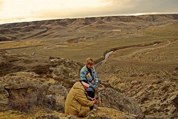 Looking for fossils at the Hammond Ranch north of Malta. This is the site where Leonardo, the mummy dinosaur was found. 