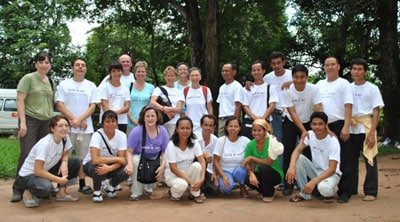 Ponheary Ly, front and center, with her group of volunteers at the opening of school for 2,400 students in 2010
