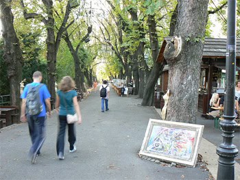 Artists work on display in the Upper part of Zagreb.