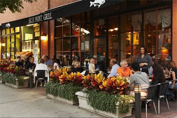 Al fresco dining at the upscale Blue Point Grill in downtown Princeton. Photo: JM restaurants.