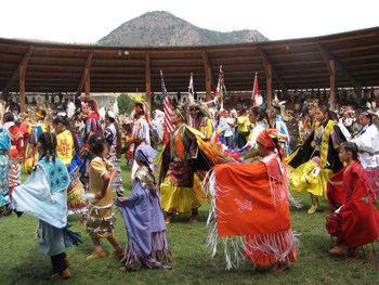 Traditional costumes at the Kamloopa Pow Wow. Photo courtesy Tourism Kamloops - Tk’emlups Indian Band.