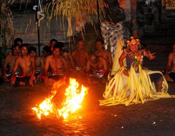 Now the fiery part of the performance in the Kecak dance