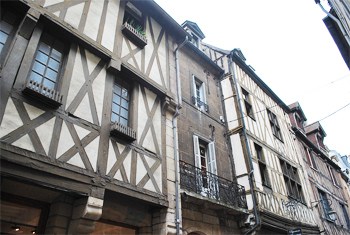 Medieval half-timbered houses line the streets of Dijon, France. photos by Sony Stark.